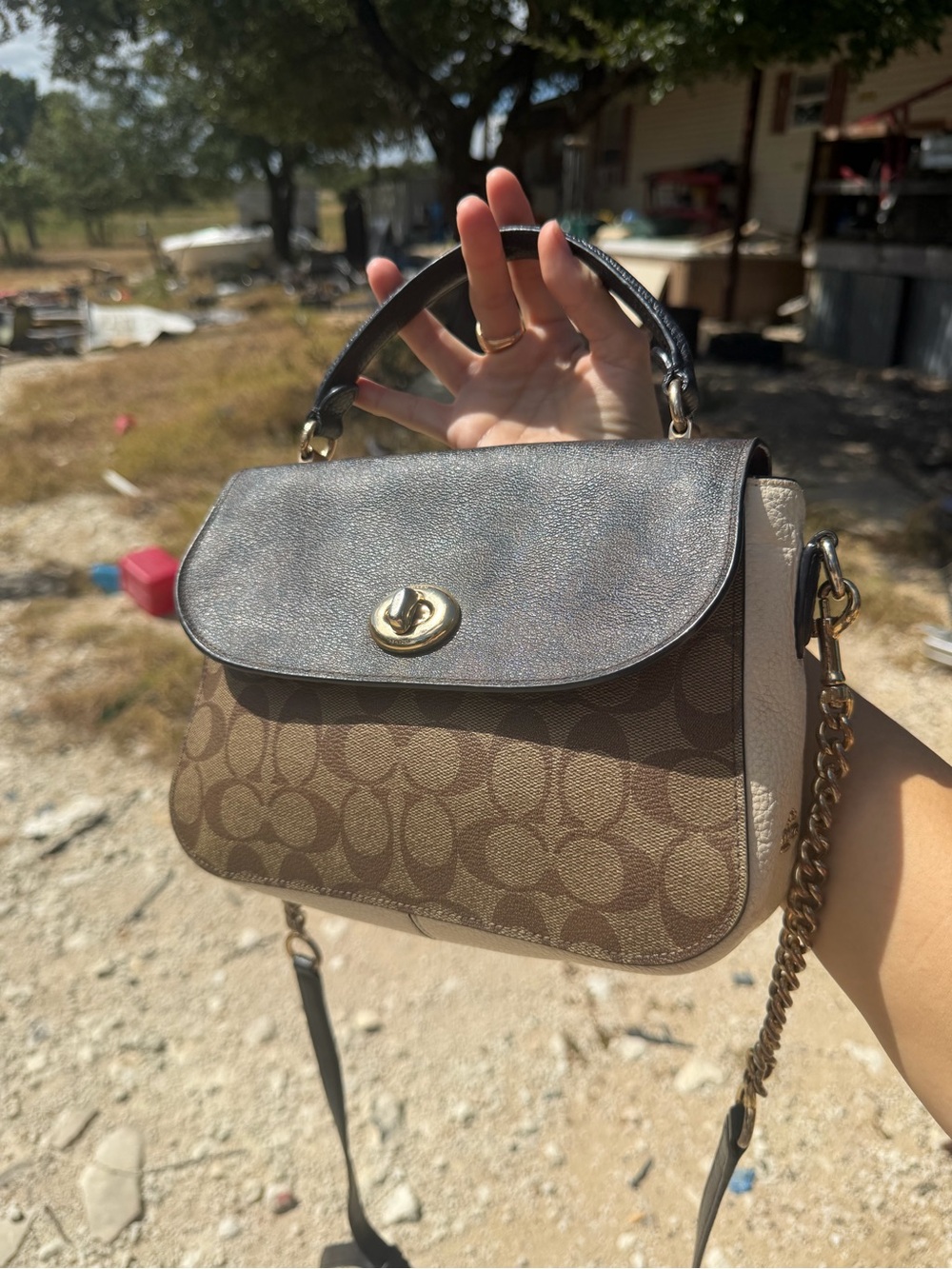 Coach Marlie Top Handle Satchel in Blocked Signature Canvas
